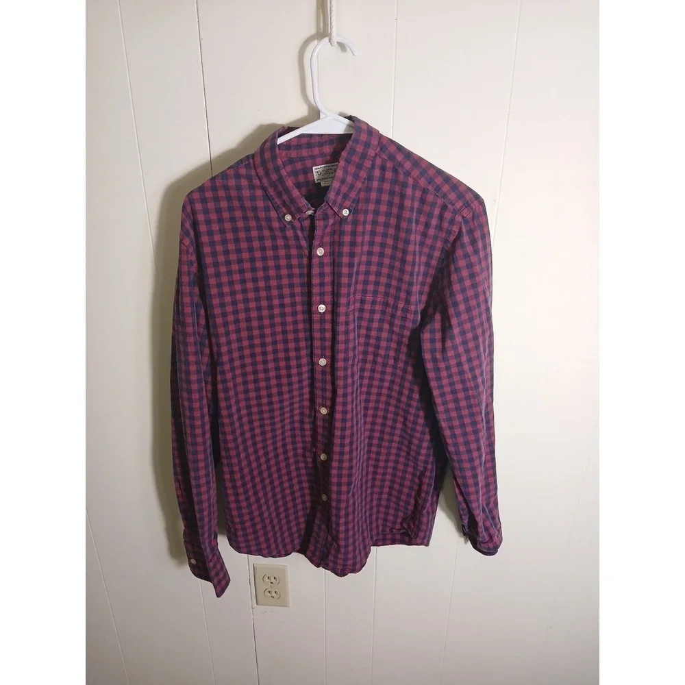 J Crew SDress Shirt Button Up Plaid Long Sleeve Mens Sz M